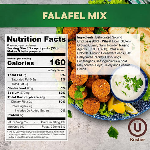 6.3 oz (Pack 3) Osem Falafel Mix - Fast & Easy Mix for Falafel Balls or Burgers, Chickpea Flour and Seasoning, Use