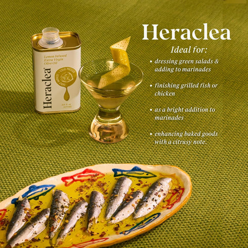 5.9oz Heraclea - Lemon Infused - Extra Virgin Olive Oil - Organic Olive Oil - Extra Virgin - Cold Pressed - Polyphenol