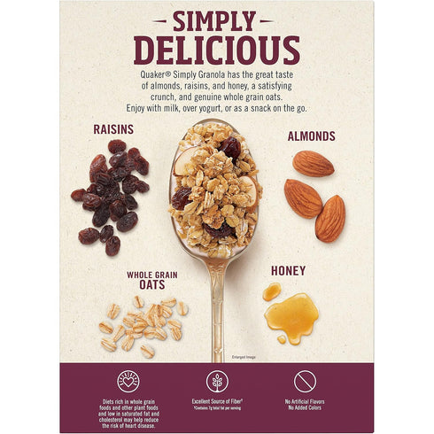 100% 24.1 Oz Quaker Granola Oats, Honey, Almonds & Raisins, Natural