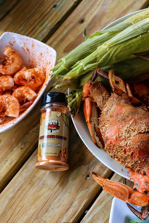 Tomahawk Jim's 4.5 oz (128g) Hoopers Crab House True Crab Blend Malt Vinegar Infused Chesapeake Bay Spice, Hand-Crafted