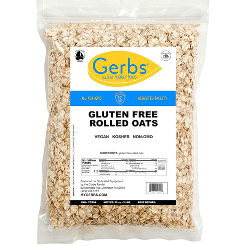 2 lbs. 14 Gerbs Gluten-Free Traditional Rolled Oats | Premium Grade, Resealable Bag | Hearty Texture, Ideal for Baking