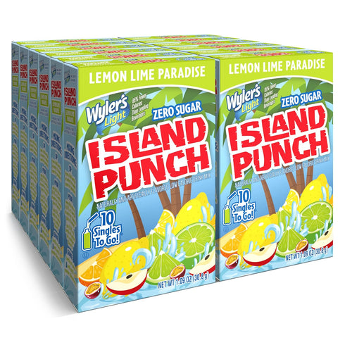 Wylers Light Island Punch Singles To Go, Lemon Lime Paradise, 10-Count per