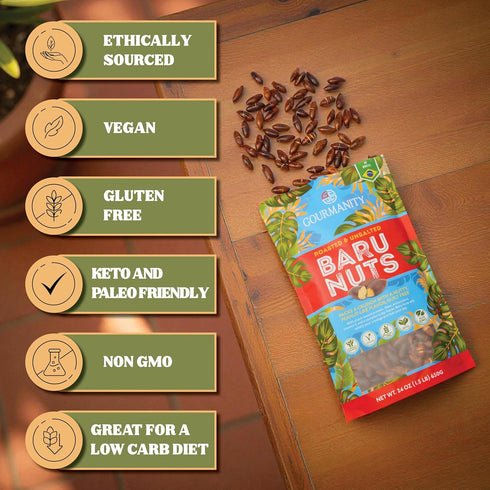 1.5 LB, 6 9, Gourmanity Brazilian Baru Nuts, Complex Nutty Flavor, High in Protein, Vitamin E and Omega & Roasted
