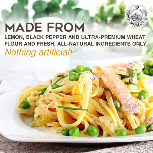 8.8 oz (Pack 2) Morelli Organic Lemon Pepper Linguine Pasta with Wheat Germ, Imported from Italy, Naturally Flavored