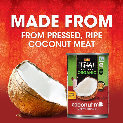 13.66 oz (Pack 12) Thai Kitchen Organic Unsweetened Coconut Milk, fl