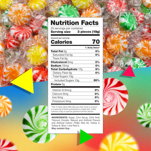 1 75 Count Fruit Starlights | Pound Bag - | Hard Candy Individually Wrapped | Assorted Fruit Flavored Pinwheels | Old