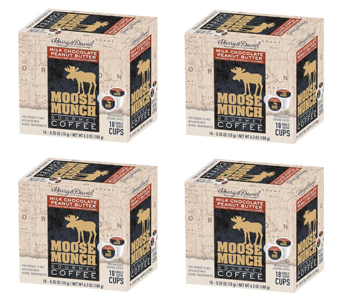 Moose Munch Single Serve Coffee (4/18 Count Boxes, Milk Chocolate Peanut Butter)
