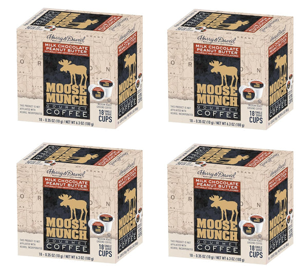 Moose Munch Single Serve Coffee (4/18 Count Boxes, Milk Chocolate Peanut Butter)