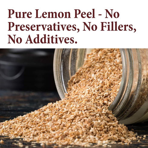 (4 oz) The Spice Way Lemon Peel - Granules zest and rind without any preservatives. Fresh lemon zest or dried lemon