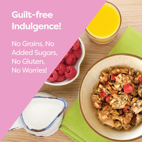 Kiss My Keto Granola Cereal - Strawberry Vanilla Low Carb Granola (2g-Net), Gluten Free, Keto Nut Granola