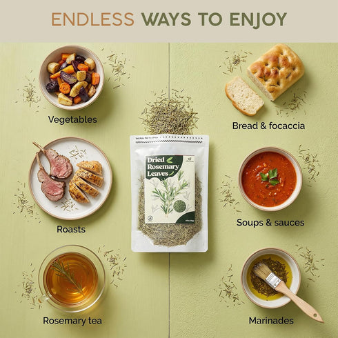 100% 6oz (170g) Miss Spring Dried Rosemary Leaves - Natural, No Preservatives, Vegan - Strong Aroma, Fresh Earthy