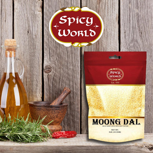 Spicy World 4 lbs 100% Indian Moong Dal - | Premium Split Dry Beans | Natural & Pure | Versatile & Nutritious Legume |