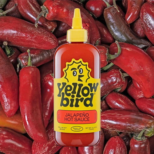 Jalapeno Hot Sauce by Yellowbird - Jalapeno Hot Sauce with Red Jalapeno Peppers, Carrots, Onions, and Garlic - Plant-Based, Gluten Free, Non-GMO Hot Pepper Sauce - Homegrown in Austin - 19.6 oz