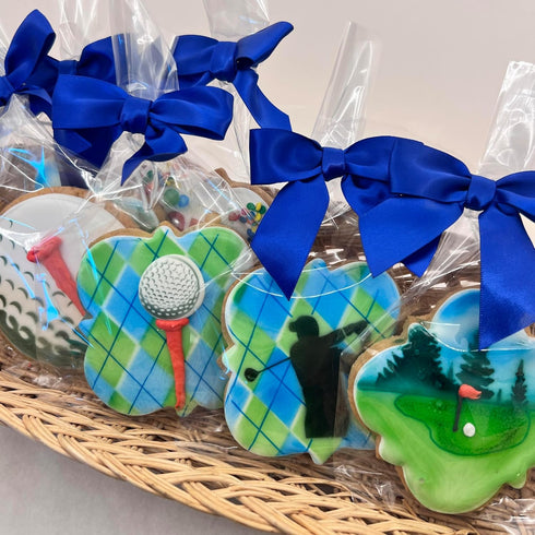 BakersDozenToGo 6 Golf Assortment Cookies- Decorated Shortbread Cookies Individually Wrapped With Bow by
