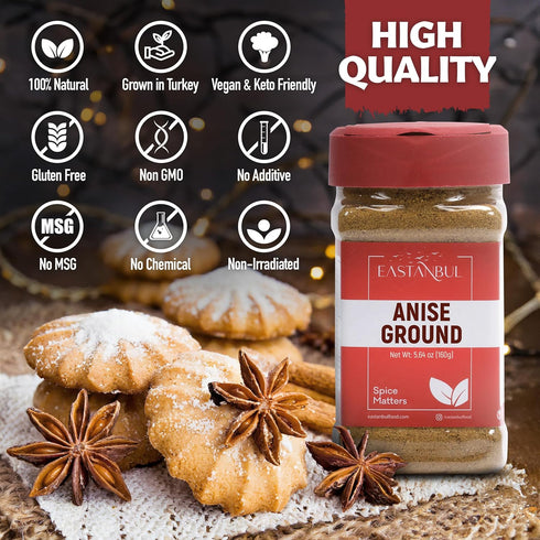 Eastanbul Anise Seeds Powder, 5.64oz Ground Anise Seed, Anise Powder for Baking, Anise Cookies & Anise Tea