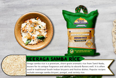 64oz (4lbs) 1.81kg Rani Seeraga Samba Indian Rice Cloth Bag ~ All Natural | Gluten Friendly | Vegan | Kosher | Export