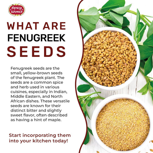 Spicy World 7 Fenugreek Seeds (Methi) Ounce Bag - All Natural & Pure - Resealable Bag