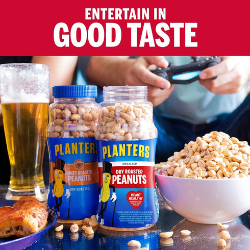 16 (Pack 4) Planters Peanuts, Dry Roasted & Unsalted, Ounce Jar