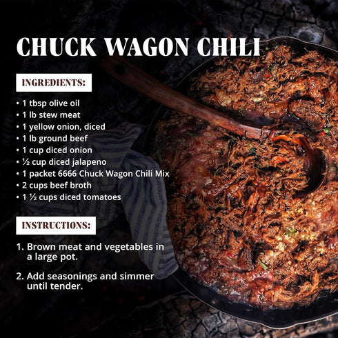 FOUR SIXES 6666 1.25 (Pack 12) Chuck Wagon Chili Seasoning Mix, Ounce