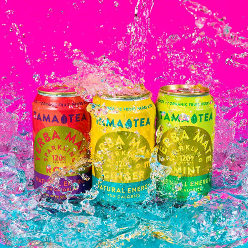 120mg 12 oz (12-Pack) Organic Sparkling Ginger Yerba Mate Tea, Unsweetened by Tama Tea - Sugar Free Energy Drink