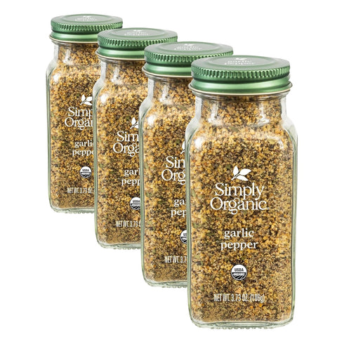 Simply Organic Garlic Pepper, 3.73 Ounce Jar, Blended with Pepper Sea Salt