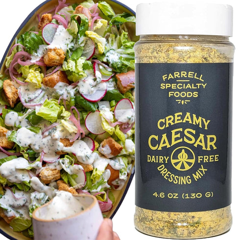 Dairy Free Creamy Caesar Dressing Mix by Farrell Specialty Foods – Vegan, 4.6 oz jar (130 g)