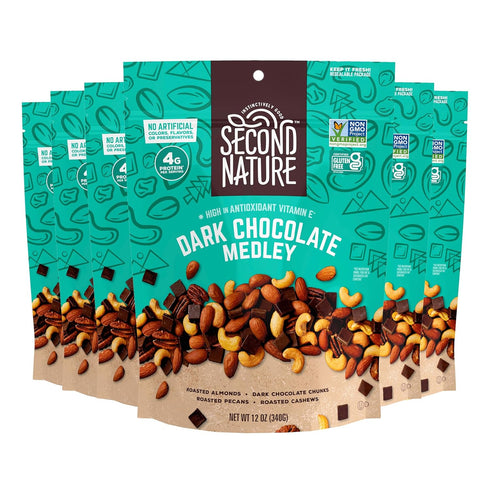 Second Nature Dark Chocolate Medley Trail Mix, 12 oz. Resealable Pouch (Pack