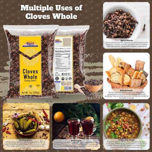 Rani Cloves Whole (Laung) 7oz (200g), Great for Food, Tea, Pomander Balls, Hand Selected, All Natural, Kosher, Vegan