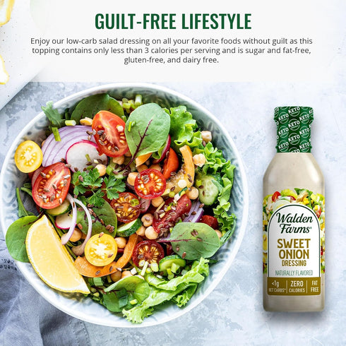 2-Pack, 12 oz Walden Farms Sweet Onion Dressing - Low Carb, Calorie-Free, Gluten-Free, Keto-Friendly, Sugar-Free
