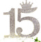 Number 15 Quinceanera Rhinestone Princess Crown Monogram Cake Topper, Sweet 15th Birthday Party (Gold)