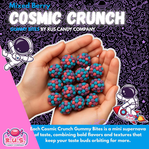 Gummy Gummies Mixed Berry Cosmic Bites by R.U.S. Candy Company- Half Pound Bag Sweet, Tangy & Crunchy Bite-Sized Candy