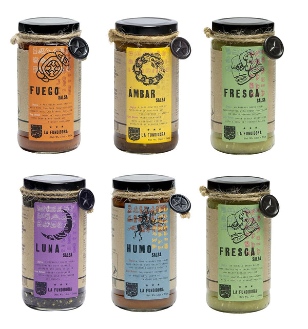 La Fundidora Mexican Medium Hot Salsa Sampler, Traditional Authentic Homemade Style Recipe,
