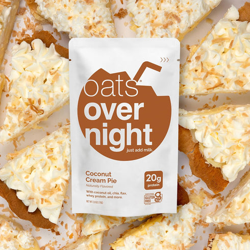 20g (2.8 oz (8 Pack) Oats Overnight Coconut Cream Pie - Overnight Oats with Whey Protein, High Fiber Breakfast Protein