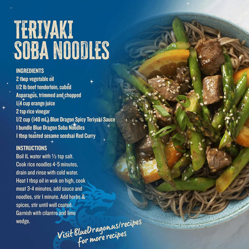 8.8oz (Pack 3) 3 Pack Blue Dragon Dried Soba Noodles - of - Traditional Buckwheat & Wheat Flour Noodles - Versatile