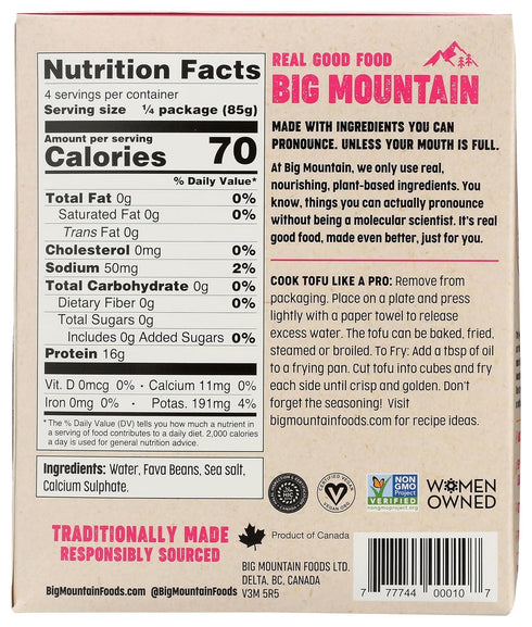 BIG MOUNTAIN 12 OZ FOODS Soy Free Tofu