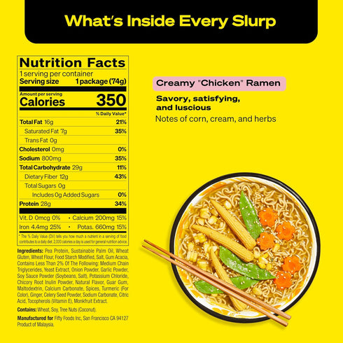 immi 6-Pack Creamy Chicken Ramen Improved Taste, Better Texture & High Protein Vegan, Ramen Noodles Low Carb, Zero