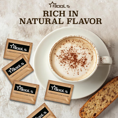 Generic Packets 500 Count, Raw Sugar Individually Wrapped Turbinado Cane Sugar Perfect for Coffee, Tea, and On-the-Go
