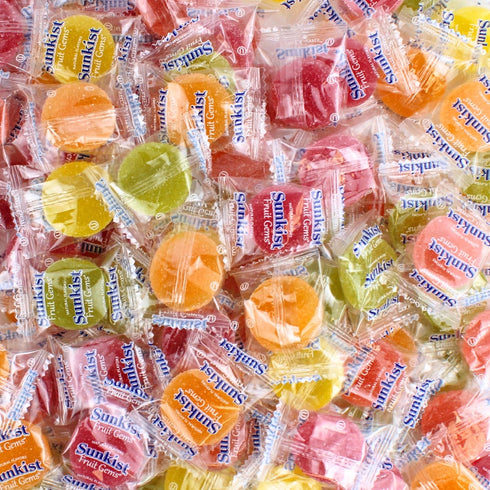 Bright Sunkiss Fruit Gems, Individually Wrapped Sugar Dusted Soft Gel Candy, Fruit