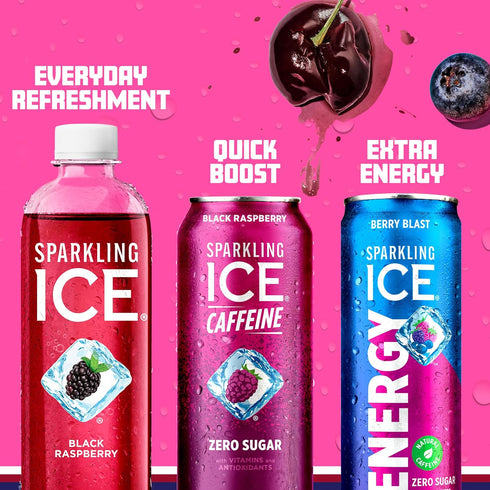 12Pk. 12 oz Sparkling Ice Energy Variety Energy Drinks with Vitamins + Antioxidants, Zero Sugar, Berry Blast, Maximum