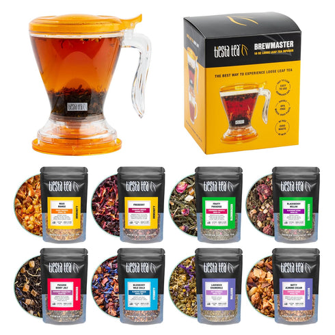 Tiesta Tea - Top 8 Favorites Sampler Set and Brewmaster Infuser Bundle,