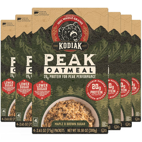 Kodiak Cakes Peak Instant Oatmeal Packets, Maple Brown Sugar, High Protein,100% Whole