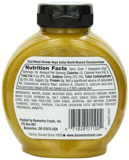 10.25 (Pack 6) Inglehoffer Sweet Hot Mustard, Ounce Squeeze Bottle