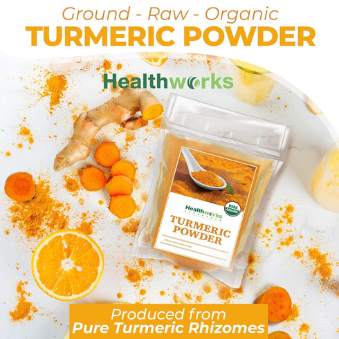 Healthworks Superfoods Organic Turmeric Powder - 8 Oz - Raw Ground Organic, Curcumin, Keto, Paleo, Vegan, Non-GMO