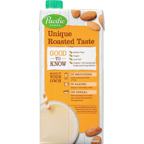 32 Pacific Foods Organic Original Almond Milk, Unsweetened, Ounce