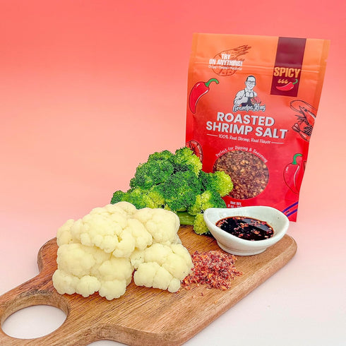 8 oz GrandpaKong Roasted Shrimp Salt (SPICY) Crispy Chili Shrimp Salt Seasoning, Extra Crunchy Umami Heat, Real Shrimp