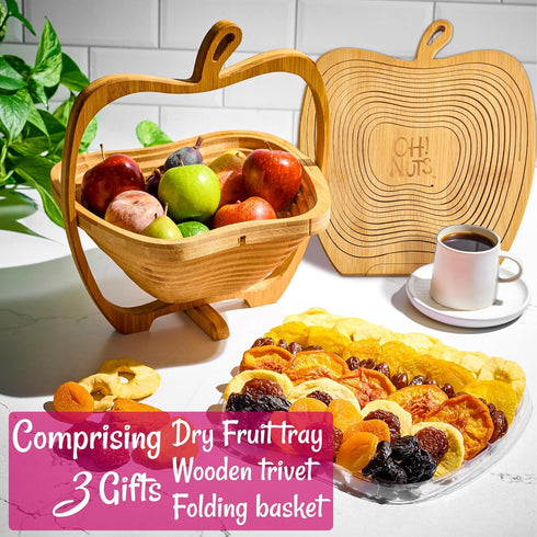 Oh! Nuts Dried Fruit Gift Basket - Gourmet Gift Baskets - Holiday Healthy Assortment Dried Fruits Gift Box - Crafted