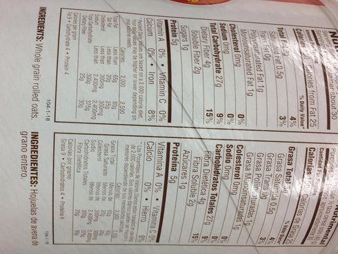 100% 42 Oz. Pack 3. Quaker Oats Natural Whole Grain