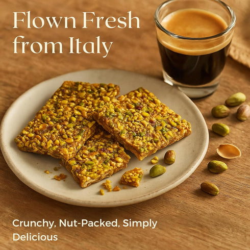 (7 Oz) ANDY ANAND CHOCOLATIER Gluten Free Pistachio Brittle - Made in Italy Roasted Nutty Croccante, Simply Delicious