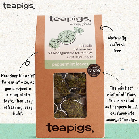 50 Count (1 Pack 50 Teapigs Peppermint Leaves Tea Bags Made With Whole Tea Leaves, Natural Ingredients, Non-GMO