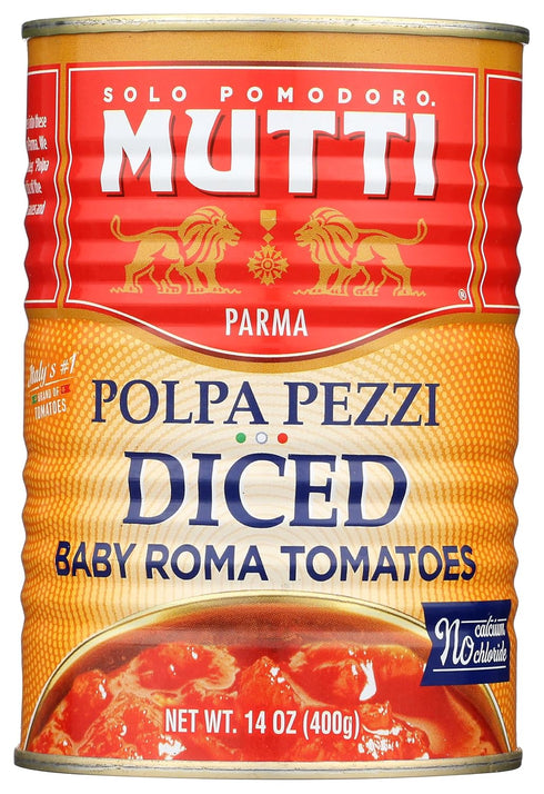 Mutti Diced Baby Roma Tomatoes, Vegan Friendly, Gluten Free & Non-GMO, 14